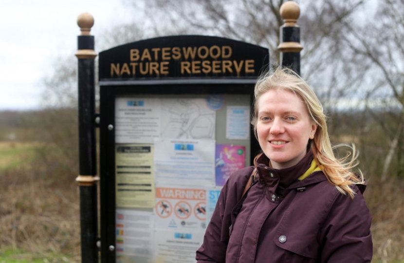 Halmer End ward Conservative candidate Laura Bloor at Bateswood nature reserve.